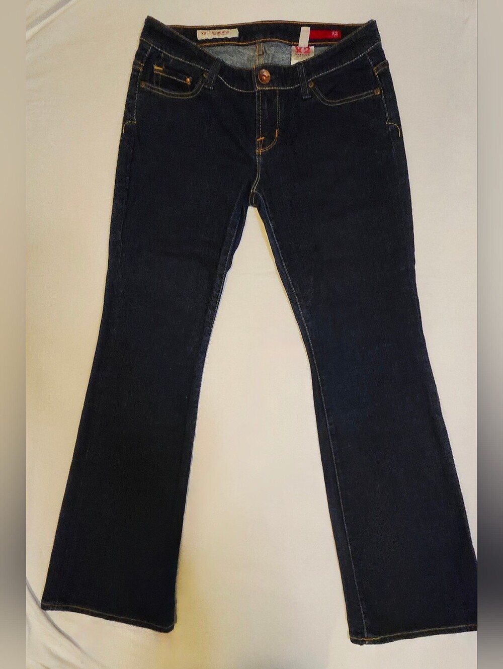 X2 Slim W10 Dark Blue Low Rise Flare Jeans. Womens Regular Size 8.
